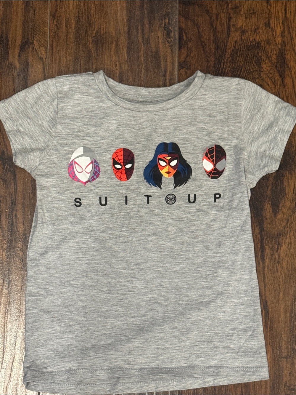 Kids Gray 'Suit Up' Superhero Tee featuring Spider‑Characters-used